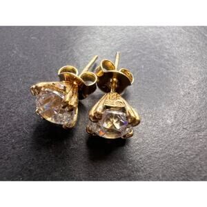 CZ stud earrings in gold over sterling silver